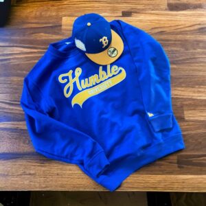 Humble Gorilla Humble University crew in Royal yellow and white