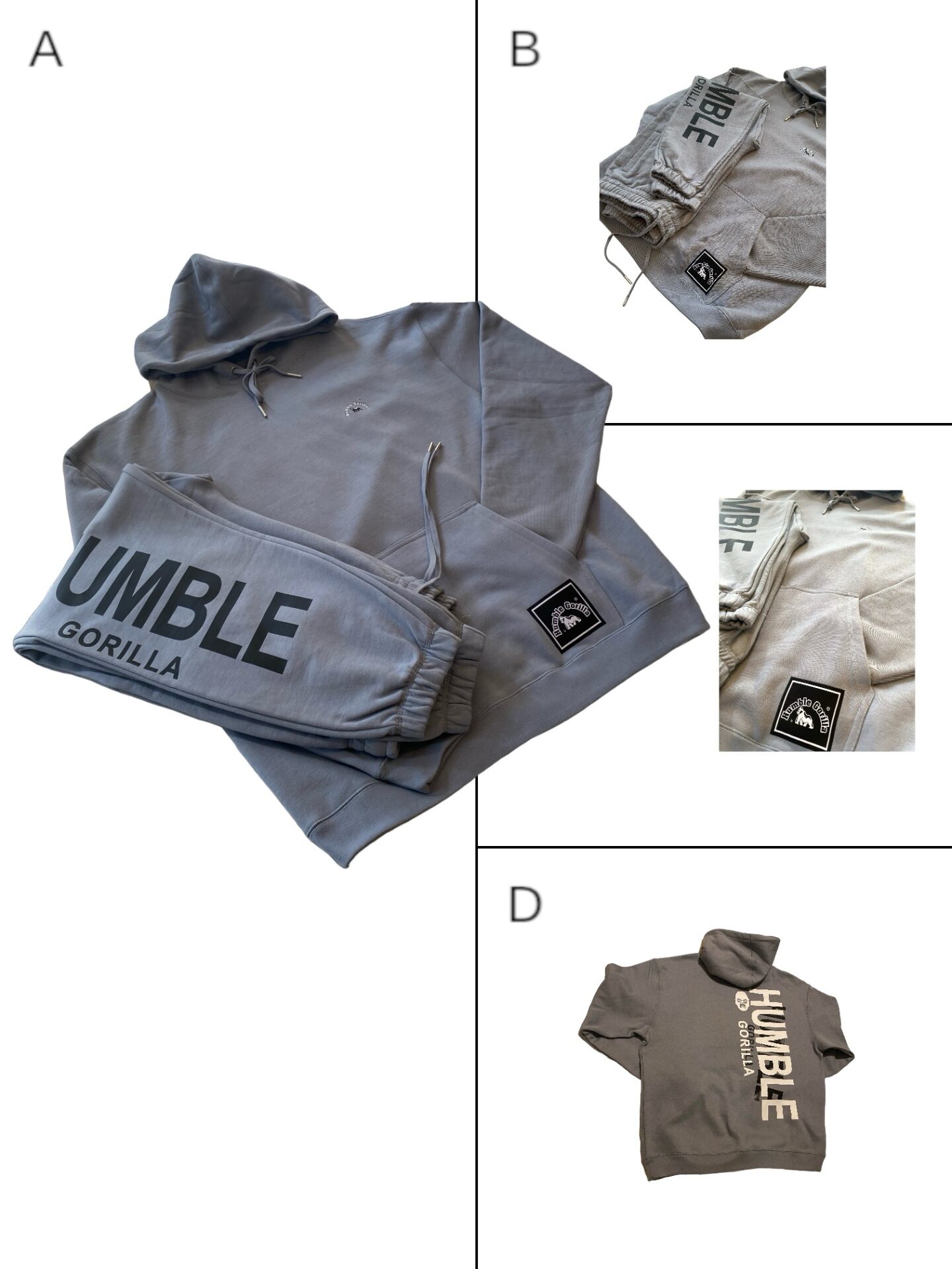 Slate Blue heavy gsm sweatsuit with black and white print - Image 2