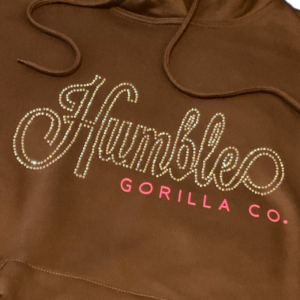 Rhinestone hooded sweatshirt (brown)